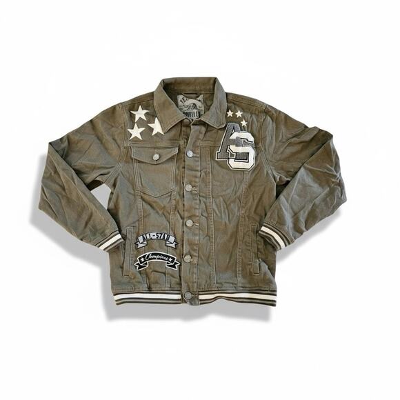 TRESTLES SUPPLY CO Denim Jacket Green All-Star Champions SZ L RARE - Picture 2 of 7